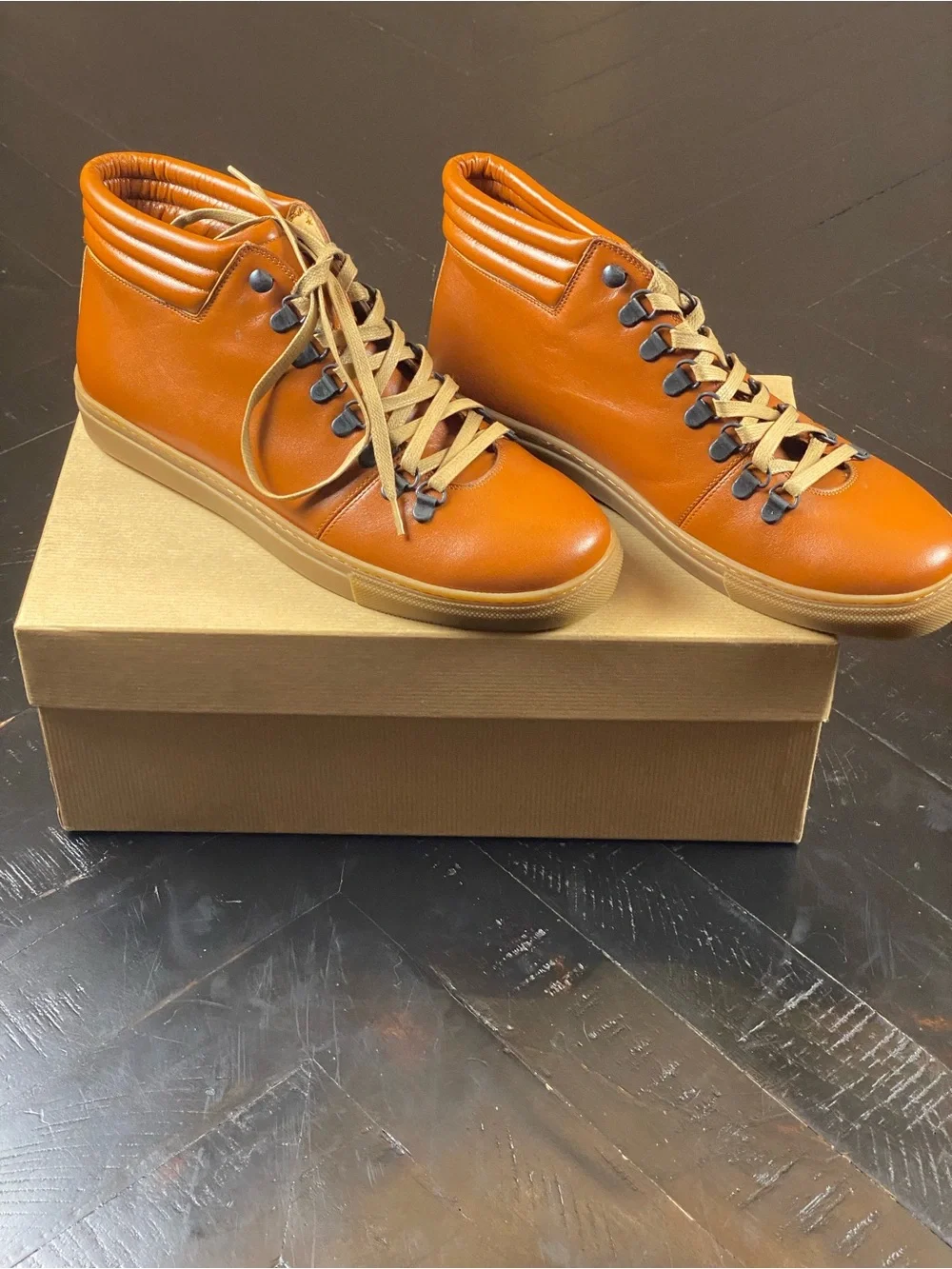 Men's Chukka Boots in Cognac Leather with Rugged Lacing